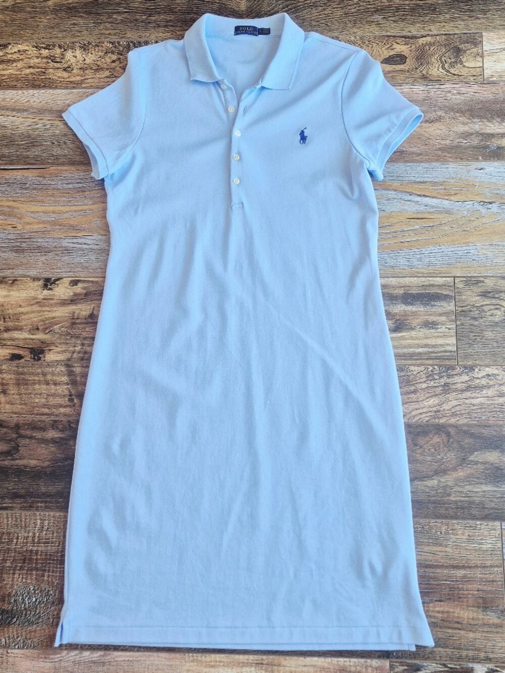 Polo Ralph Lauren Pony 100% Cotton Midi Polo Dress Short Sleeve Blue